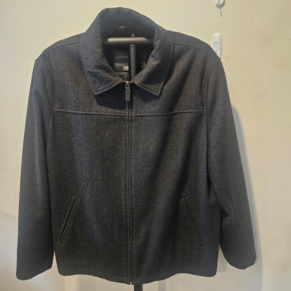 Men's Covington Gray Wool Blend Full Zip Jacket Size L